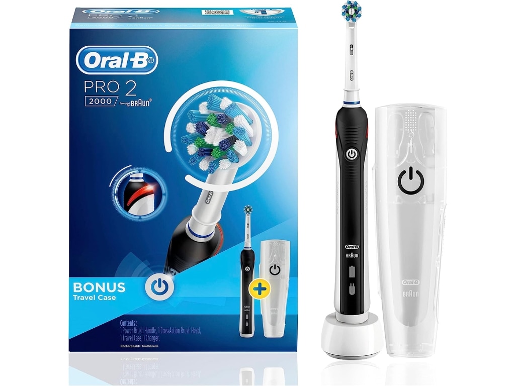 Oral-B Pro 2000 Black Electric Toothbrush + Travel Case. Picture: Amazon Australia.