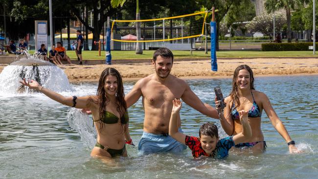 Elena Khrustaleva, Sergey Khrustaleva, Amelia Khrustaleva and Stephan Khrustaleva enjoying the dry season afternoon at the Waterfront. Picture: Pema Tamang Pakhrin
