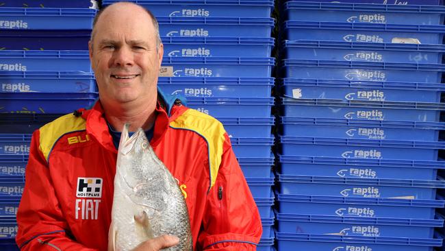 The ‘big fish’ photo which ran in the Gold Coast Bulletin before Rodney Eade’s first match as coach. Picture: Scott Fletcher