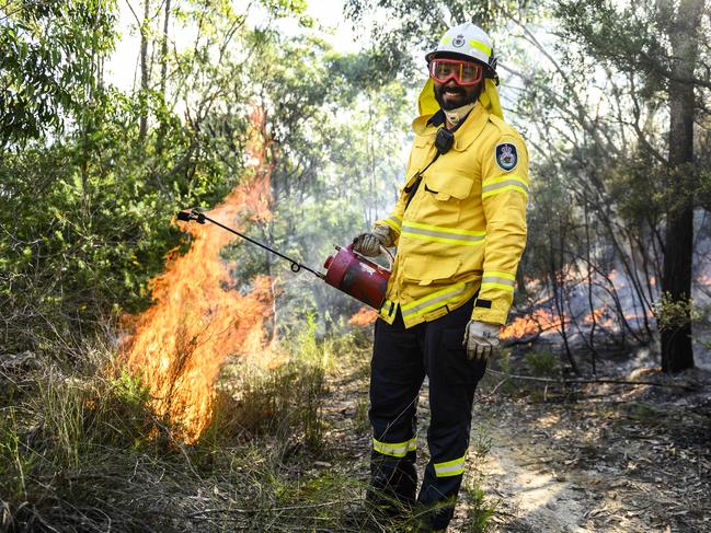 Issac Delix is a new member to the RFS team.Canoelands Backburn preparations.RFS crews are planning a 700 hectare Backburn following the worst bushfire season on record. Picture's Darren Leigh Roberts