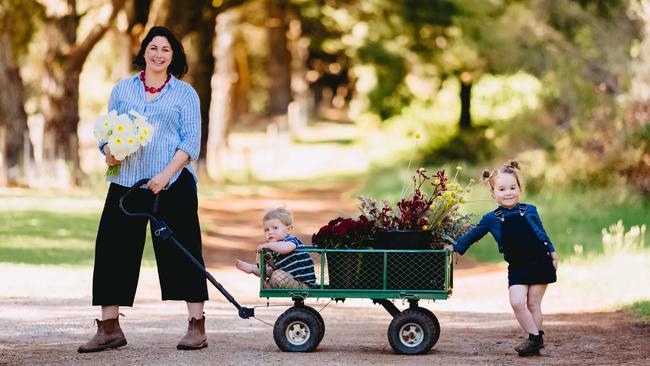 Little petals: Janae Paquin-Bowden with Gigi, 3 and Atticus, 1. Picture: Chloe Smith