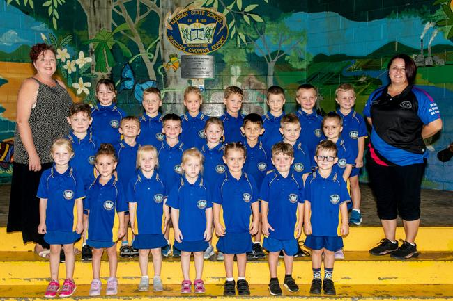 Marian State School 2022 Prep B. (L-R) Back row: Miss Brooker, Laura Hansen, Maddix O'Shannessy, Kenzie Dutton, Nate Vaughan, Bailey Reid, Alec Mauch, Arlo Ferguson, Mrs Burgess; middle row: William Brown, Hugh McGregor, Spencer Baxter, Claire Edwards, Samuel Vella, Kingsley Pens, Zahlee Rozynski; front row: Olivia Pash, Chloe O'Brien, Alana Burrage, Esther Burrage, Kayla Hempseed, Lincoln MacDonald, Cooper Sheedy. Picture: Michaela Harlow MKY2022PREP