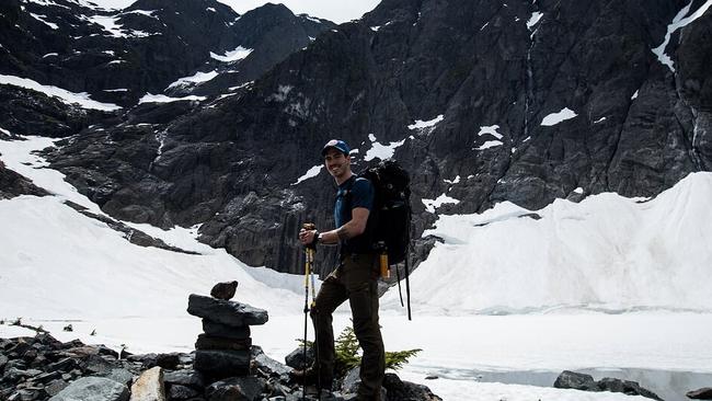 Josh Wood at Berg Lake on Vancouver Island, Canada