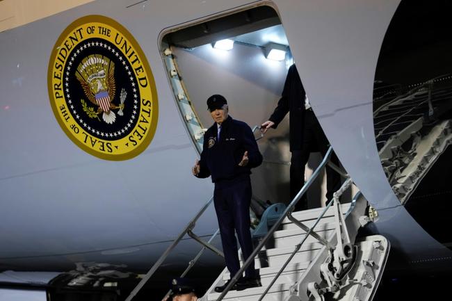 US President Joe Biden steps off Air Force One in Delaware after testing positive for Covid