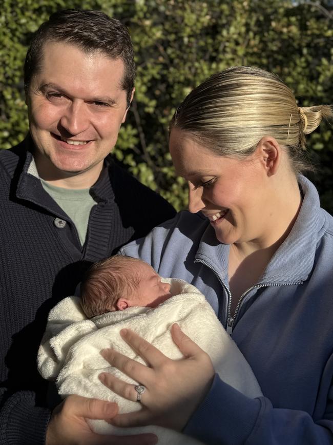 Liberal MLC Laura Henderson with her husband Cameron and baby Oliver. Picture: Supplied