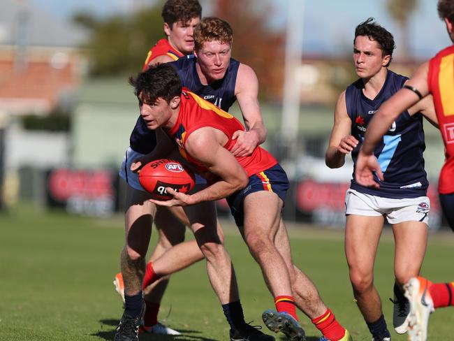 Sturt draft hopeful Jed McEntee in action for SA at the 2019 under-18 national championships. Picture: Supplied, SANFL