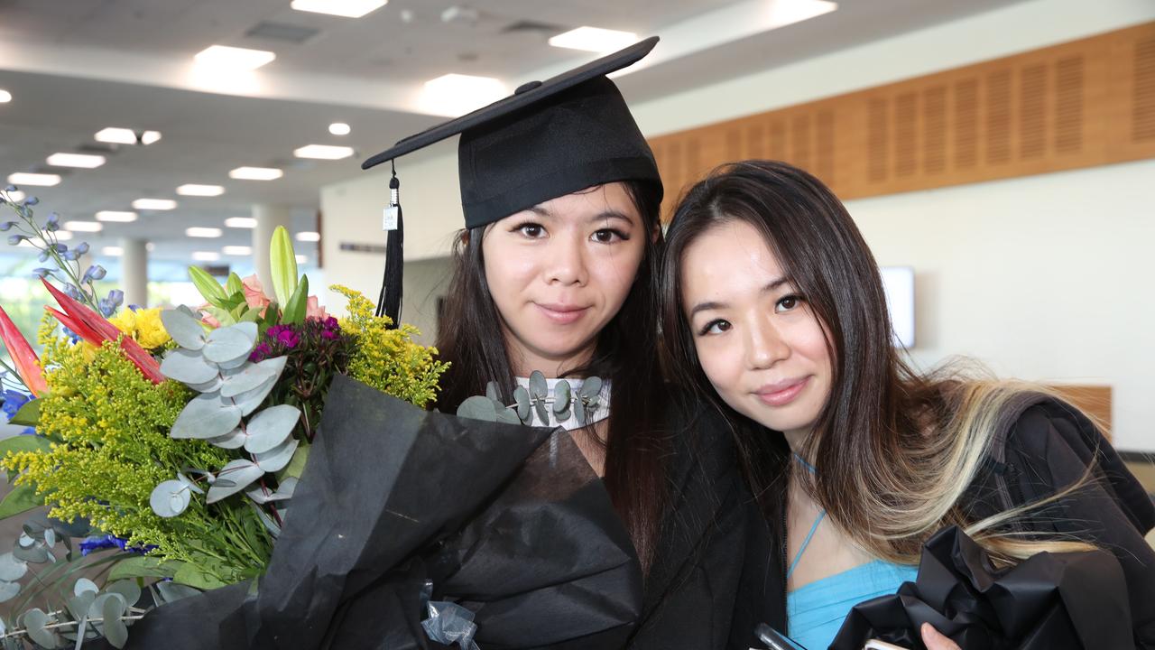 Griffith business school graduation at Gold Coast Convention Centre. Jenny Liao and Tammy Cheung. Picture Glenn Hampson