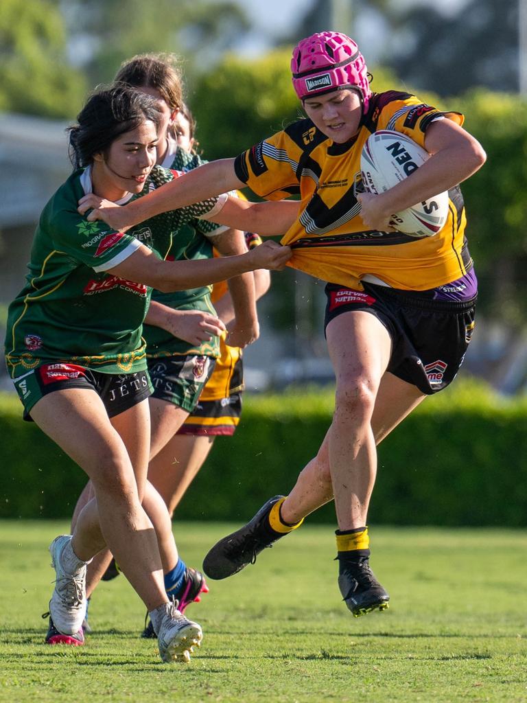 Sunshine Coast Falcons under-19s captain Takoda Thompson in action. Picture: Kyliesfootyphotos/Kylie McLellan