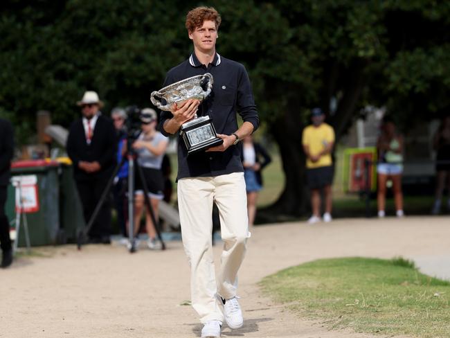 Jannik Sinner couldn’t understand what was being said in the moment. Picture: Clive Brunskill/Getty Images