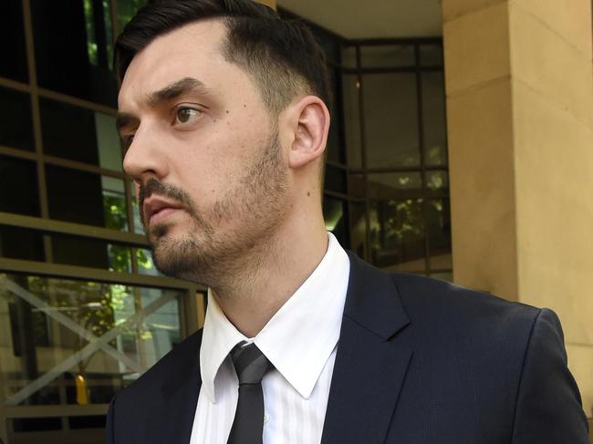 Nick Marcevski leaves the Melbourne Magistrates Court.  Picture: Andy Brownbill