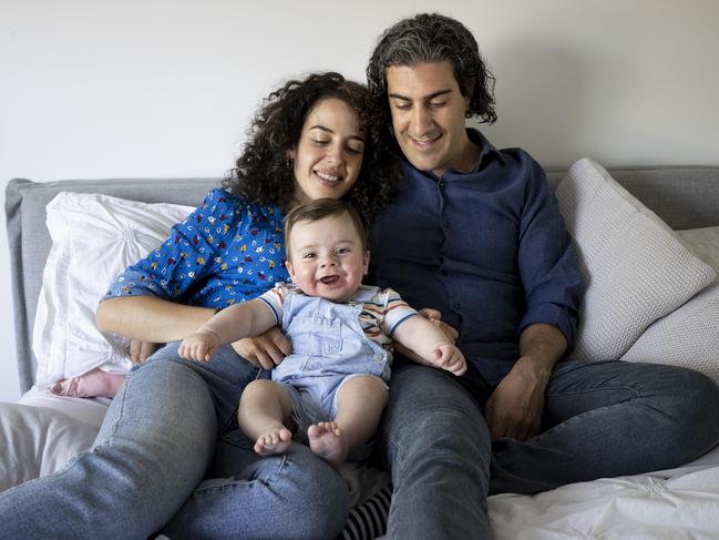 Thursday 20th October 2022.  The Australian.Budget baby Salvatore with parents Giovanni and Stefanie Santamaria.Photograph by Arsineh Houspian.