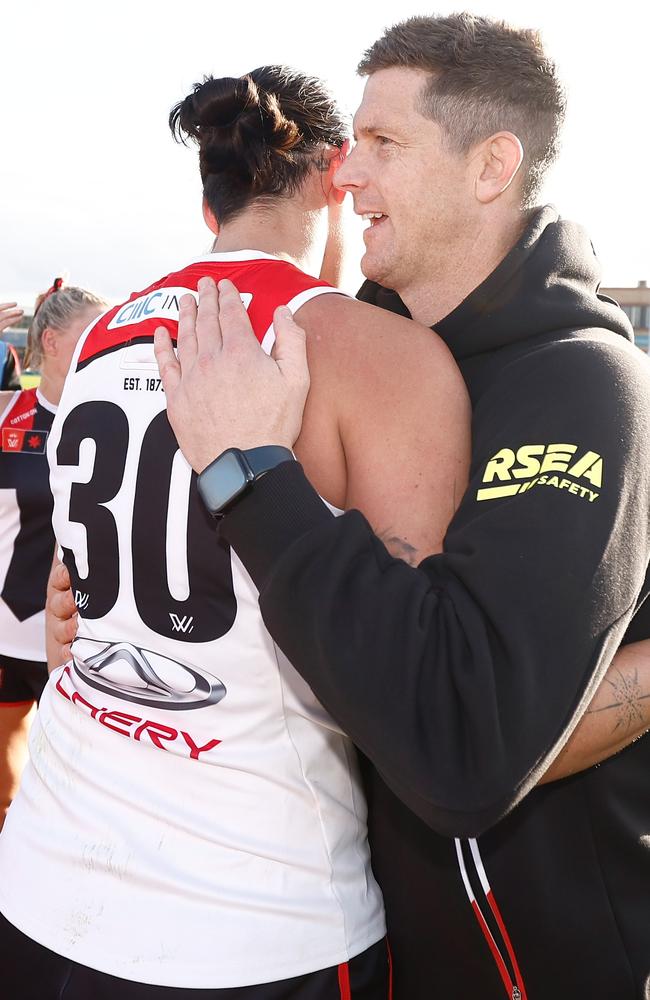 St Kilda AFLW coach Nick Dal Santo will continue on for at least two more years despite the Saints losing ground on their ninth-placed 2023 season. Picture: Michael Willson / Getty Images