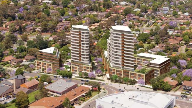 An overview of the development and surrounding homes.