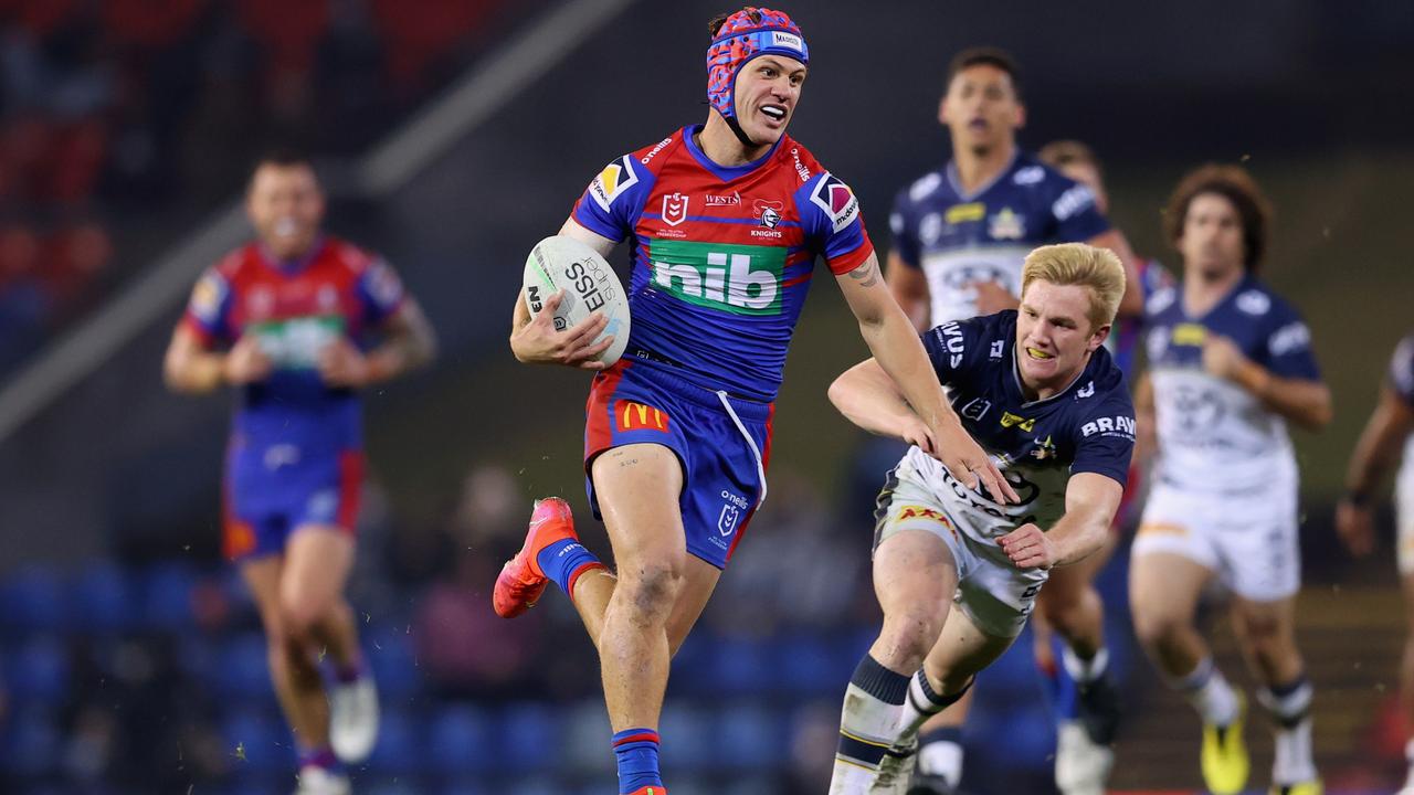 Kalyn Ponga was electric for the Knights against his former club, the Cowboys, last weekend. Picture: Ashley Feder/Getty Images