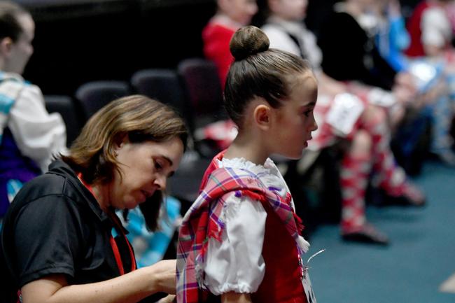 73rd Annual Townsville Eisteddfod at the the Townsville Civic Theatre. Highland Dancing. Mareesa Cunneen with Billie Bournas. Picture: Evan Morgan