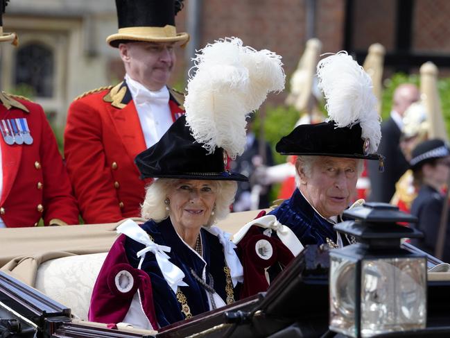 King Charles, with Queen Camilla, made his first appearance at the service as monarch. Picture: Getty Images