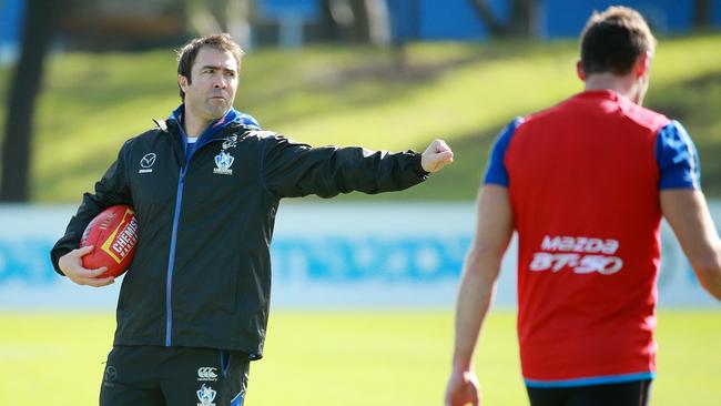 Kangaroos coach Brad Scott watches over training. Picture: Colleen Petch