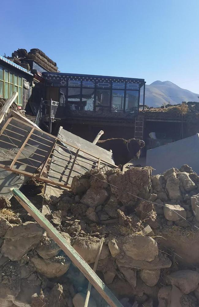 A devastating earthquake in China's remote Tibet region killed at least 126 people and collapsed "many buildings" on January 7, state media reported. Picture: AFP