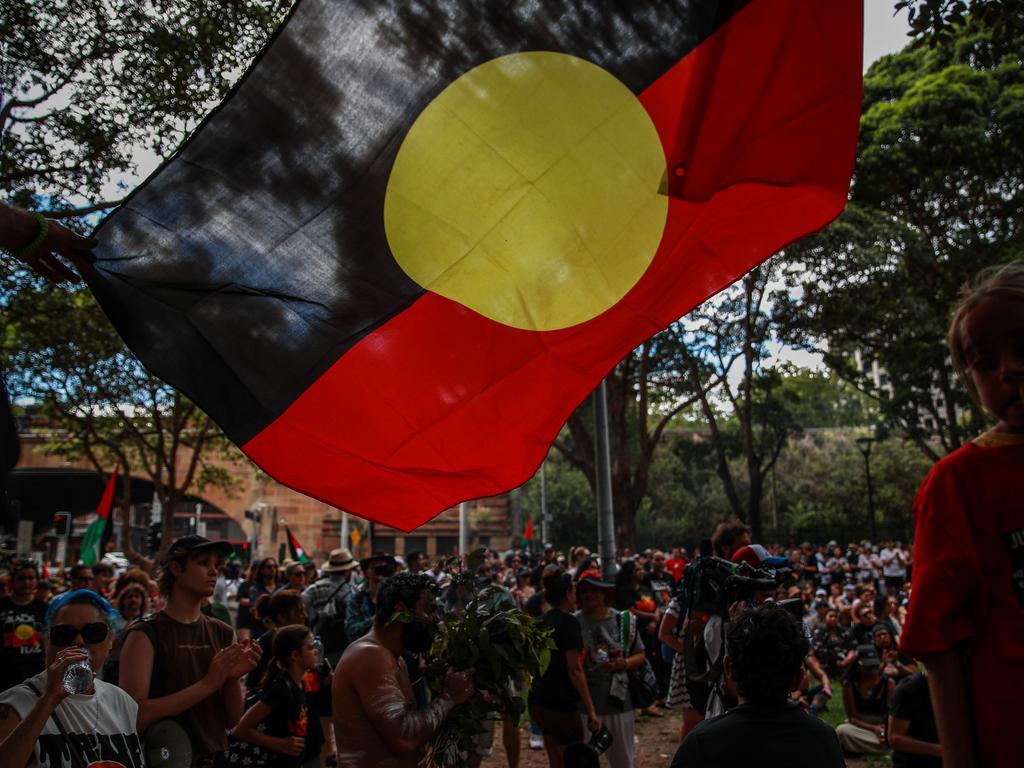 An Invasion Day rally at Belmore Park in Sydney last January. Picture: Roni Bintang/Getty Images