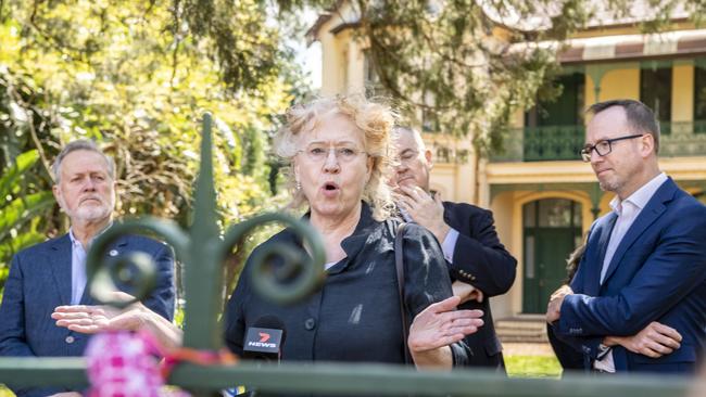 Kylie Winkworth in front of heritage-listed Willow Grove, which will be demolished. Picture: Monique Harmer