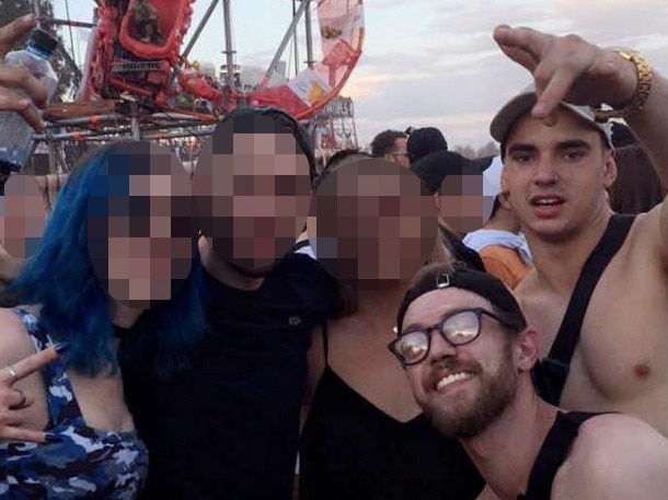 Instagram photo of Liam Anderson (Bottom right with glasses) (nickname: Ranford Bigsby), son of Angry Anderson who was allegedly murdered  by Mathew Flame (top right, gold watch).