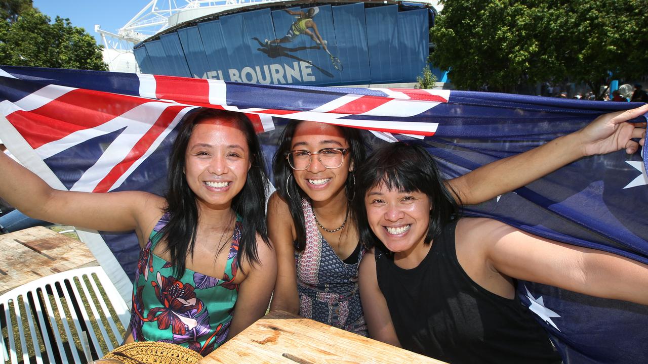 The Australian flag at the Australian Open. Picture: David Caird