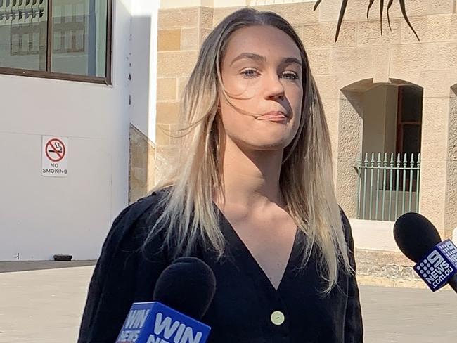 Casey Holmes leaves Wollongong Local Court on October 29.