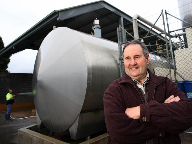 Burnie Mayor Alvwyn Boyd outside the National Foods cheese factory at Burnie