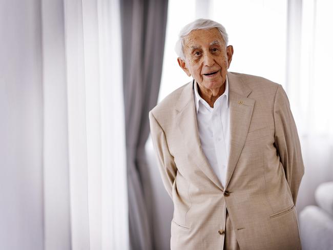 DAILY TELEGRAPH - 3.12.24*** STRICT EMBARGO UNTIL DEC 8 ***MUST CHECK WITH PIC ED BEFORE PUBLISHING Billionaire property developer Harry Triguboff pictured in the penthouse of the Meriton Tower on Kent St in the city. Picture: Sam Ruttyn