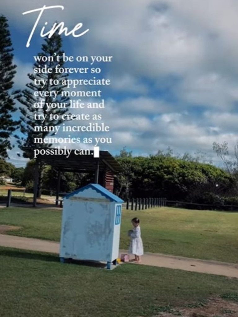 A video was uploaded onto her social media, filming Sophia playing in a beach hut on Moore Park Beach. Picture: Instagram