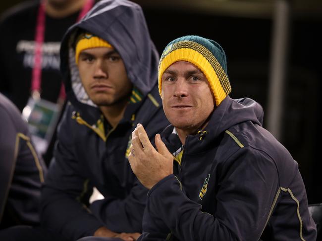 Maloney watches from the sideline during the ANZAC Test.