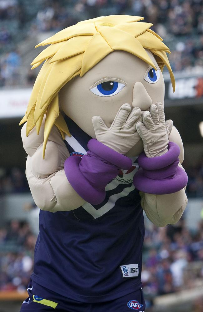 Johnny Docker, the Dockers mascot. Picture: AAP Image/Tony McDonough