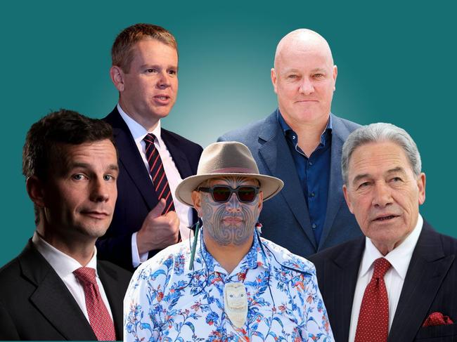 David Seymour, Chris Hipkins,  Rawiri Waititi, Christopher Luxon, Winston Peters