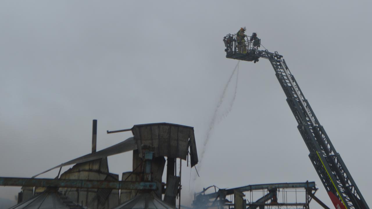 eight fire, aerial crews called to allora grain and