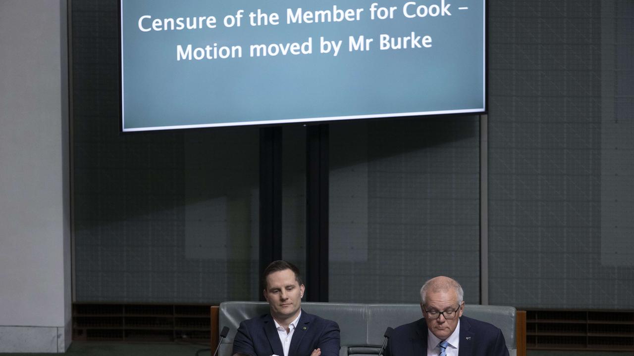 Mr Morrison tapped away on his iPad during the censure motion. Picture: NCA NewsWire / Gary Ramage