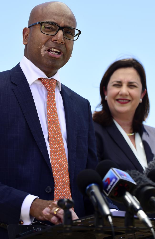 Adani Australia CEO Jeyakumar Janakaraj with Premier Annastacia Palaszczuk in chummier times.