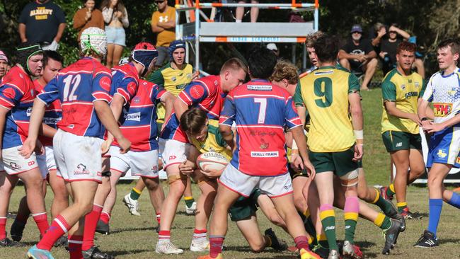 Action galleries of the junior rugby union grand finals, match played at Surfers Paradise Home Ground. Surfers Paradise Dolphins Vs Bond Uni under 18s division. Picture Mike BatterhamAction galleries of the junior rugby union grand finals, match played at Surfers Paradise Home Ground. Surfers Paradise Dolphins Vs Bond pirates under 18s division. Picture Mike Batterham