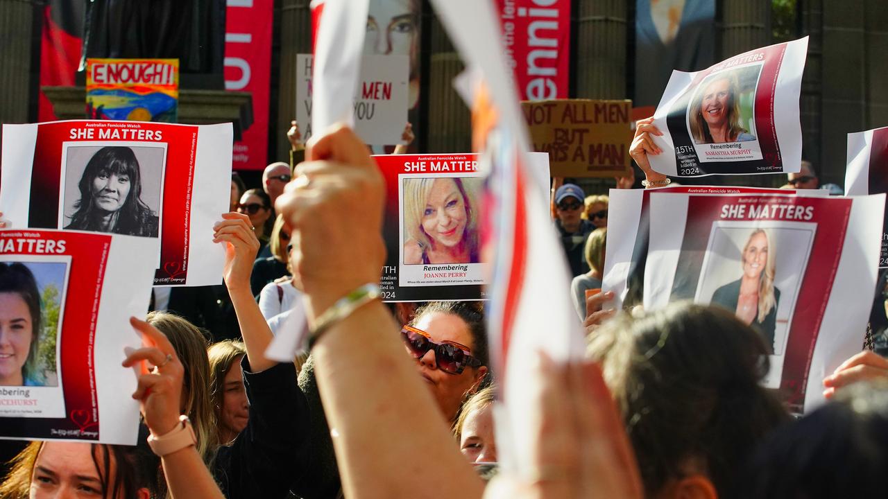 Protesters marched across the country to call for more to stop the violent deaths of women in Australia. Picture: NCA NewsWire / Luis Enrique Ascui