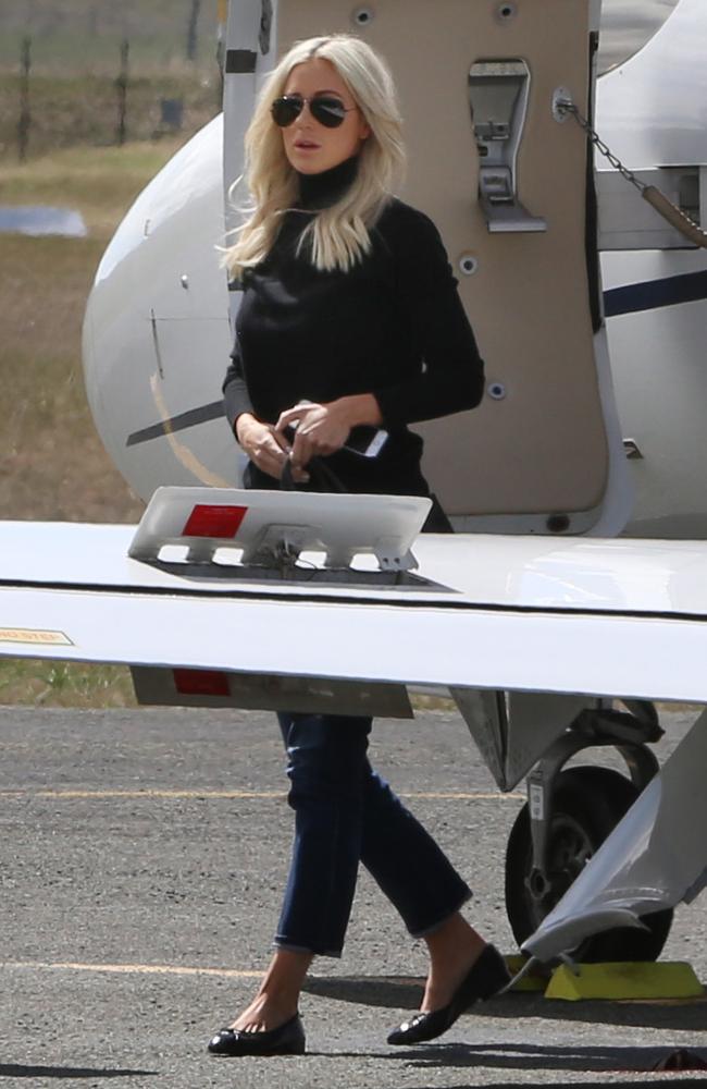 Roxy Jacenko visited her husband Oliver Curtis in Cooma Jail, after arriving in a private jet at Cooma Airport.