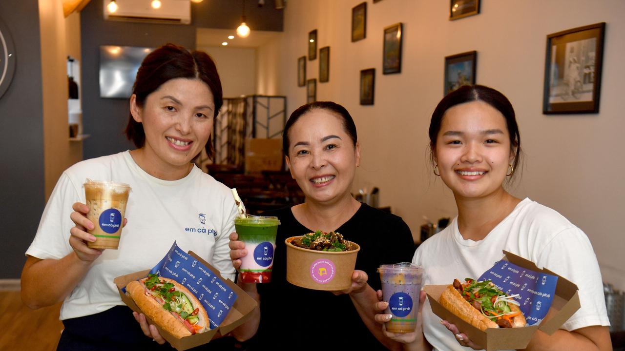 Em Caphe – TASTE. Kim Nquyen with her mother Kim Chi Bui and daughter Alyssa. Picture: Evan Morgan