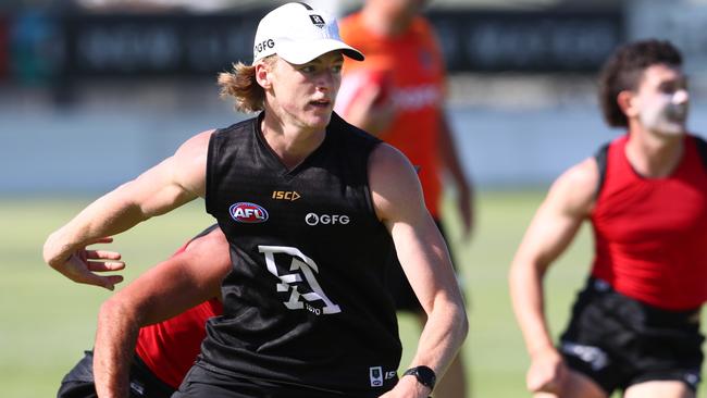 Port Adelaide youngster Miles Bergman is putting up his hand to play in Round 1. Picture: Tait Schmaal