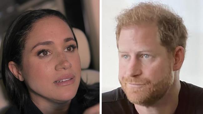 Scenes from Meghan and Harry's Netflix doco.