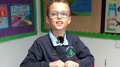 Teddy, 10, from Peppard, Oxfordshire, is petitioning Apple to change the glasses emoji. Picture: BBC