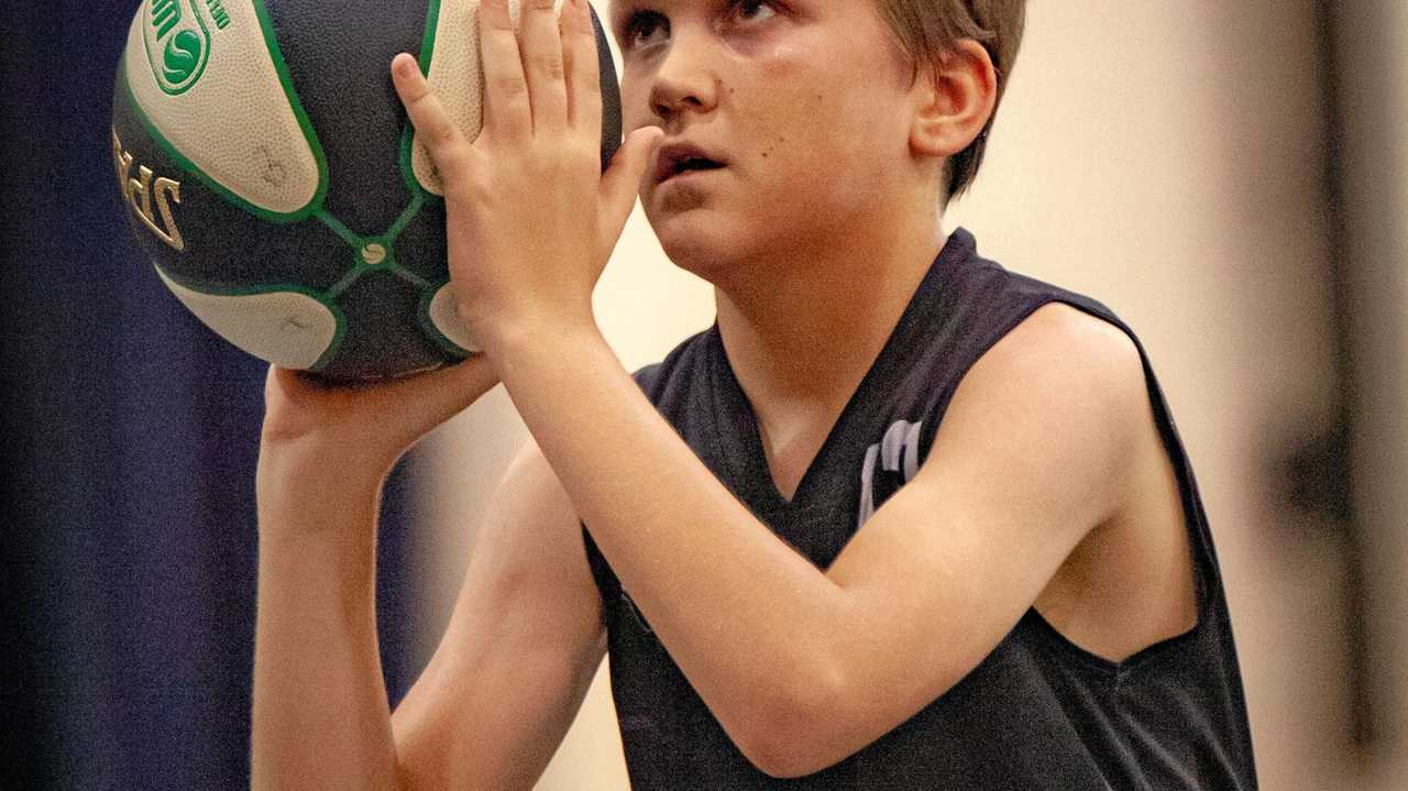 All focus, as Josh Elson concentrates before making his second free throw. Picture: Miguel Galy