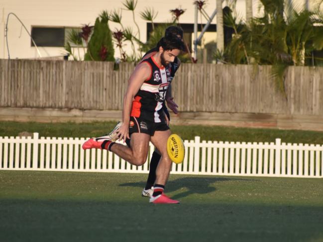 Alec Townsend in the North Mackay Saints v Mackay Magpies Premier AFL grand final at Magpies Sporting Club, Mackay, September 11, 2021. Picture: Matthew Forrest