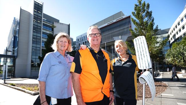 Gold Coast Health Employees Lisa Hanson, John Beecher and Tina Northover at The Gold Coast Hospital. Photograph: Jason O'Brien