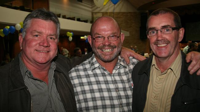 Greg Jones (centre), with Stuart Wade and Glenn Jeffery at the Marist Brothers’ centenary in 2012. Photo Marie Cook / The Northern Star