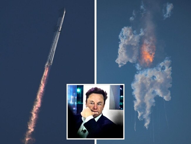 Elon Musk's latest Starship launch ended in flames. Pictures: AFP