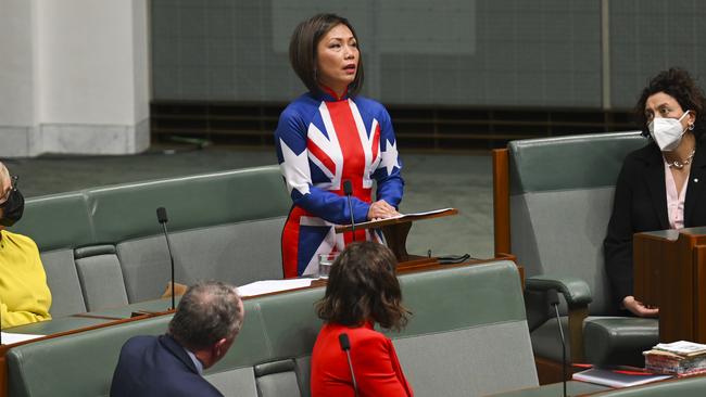 Dai Le addressed the house in a traditional Vietnamese dress. Picture: NCA NewsWire / Martin Ollman