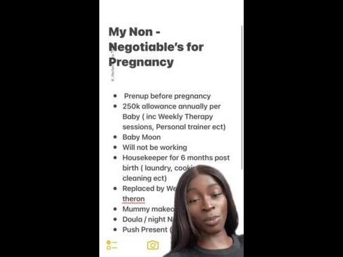 Woman reveals 'non-negotiables' for having a baby